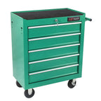 Lisonu 5-Drawer Rolling Tool Chest, Mobile Tool Storage Cabinet with Locking System & Wheels, Heavy-Duty Steel Organizer for Garage and Workshop, Green