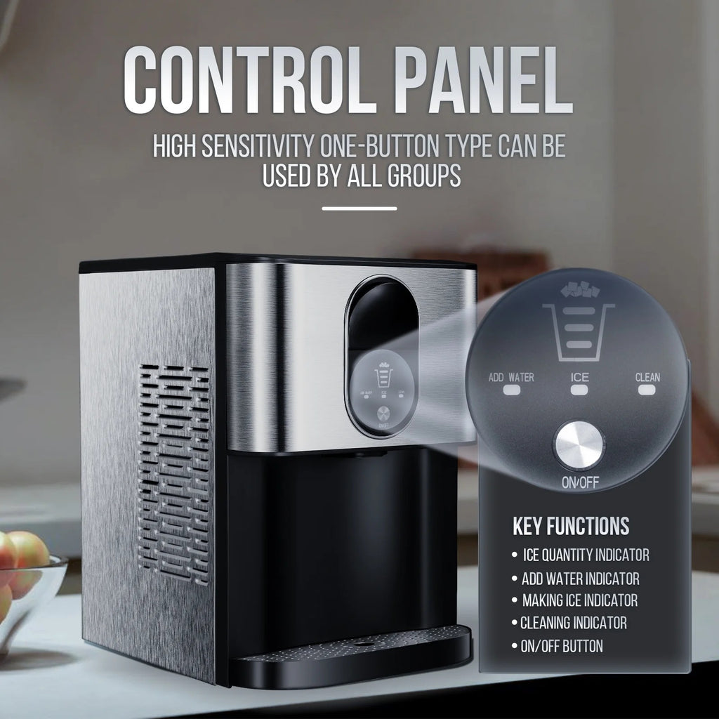 Auseo Ice Maker Countertop with Soft Chewable Ice, 44 Lbs/24H, Self-Cleaning, One-Click Operation for Home/Party(Black)