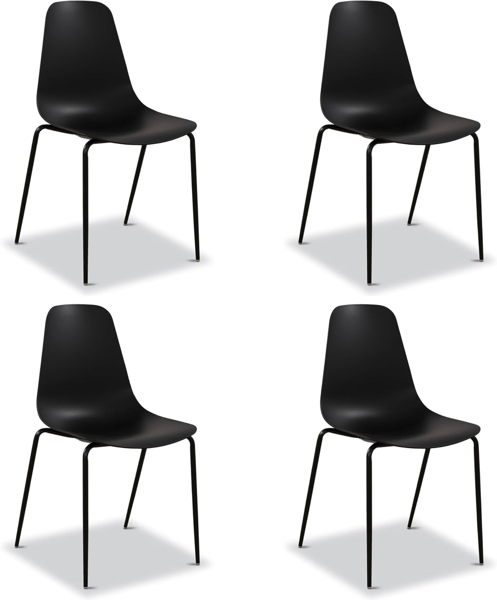 Isla Modern Kitchen Chairs Set of 4, Plastic Dining Chair with Metal Legs, Quick Assembly Simple Cafe Chairs Plastic for Indoor or Outdoor, Ocean Teal