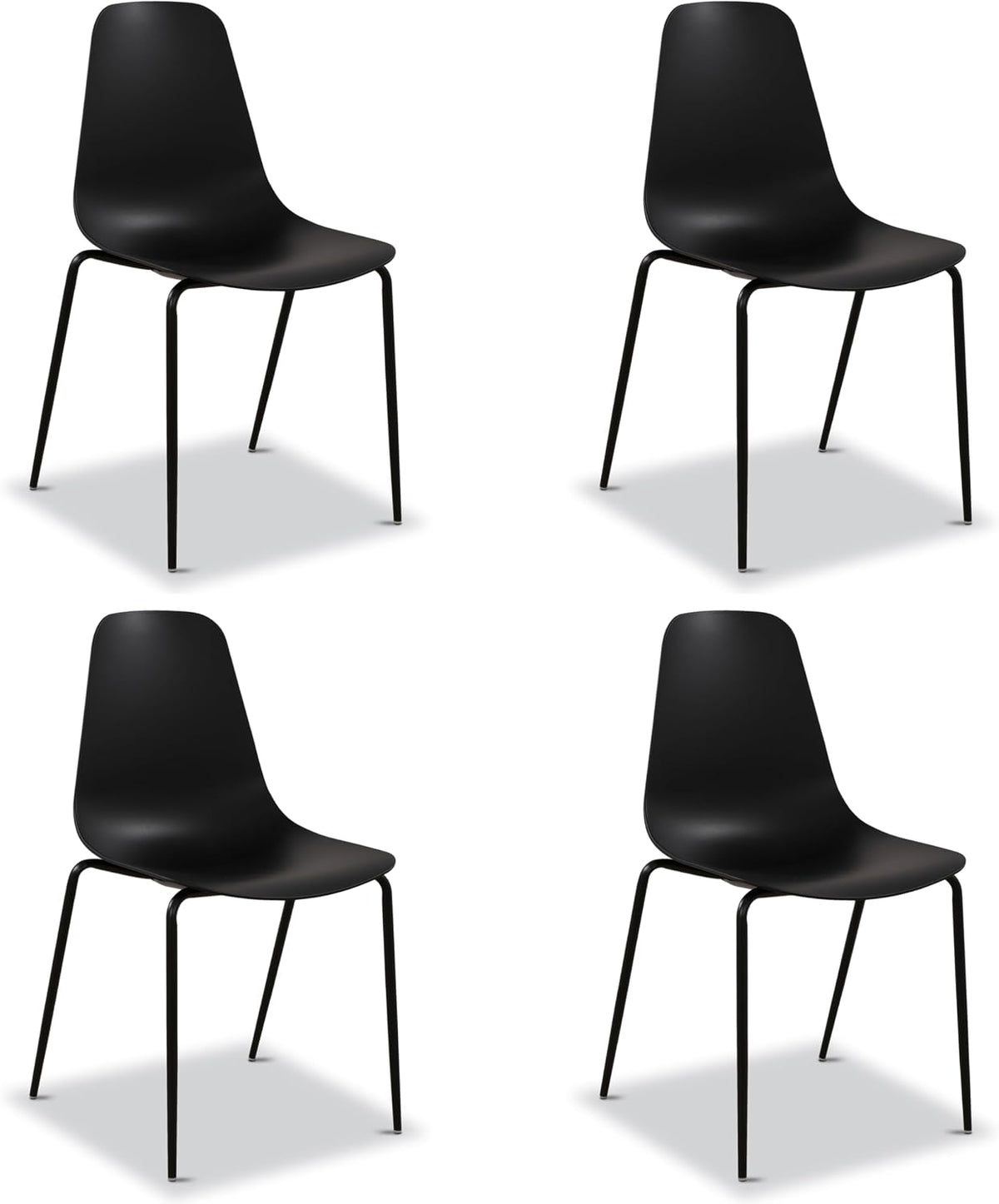 Isla Modern Kitchen Chairs Set of 4, Plastic Dining Chair with Metal Legs, Quick Assembly Simple Cafe Chairs Plastic for Indoor or Outdoor, Ocean Teal