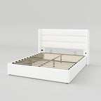 Queen Size Lift Up Storage Bed with Wingback Headboard, Upholstered Platform Bed Frame with Hidden Storage
