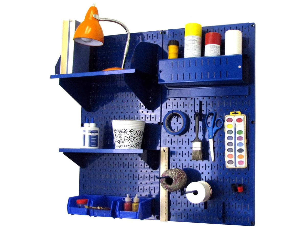 Wall Control Pegboard Hobby Craft Pegboard Organizer Storage Kit with Blue Pegboard and Blue Accessories