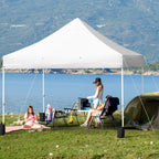 Patiojoy 10x10ft Pop up Tent, 4 Height Adjustment Folding Camping Tent with Awning Blue