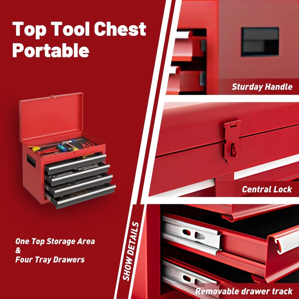 5-Drawer Rolling Tool Chest, 2 in 1 Detachable Tool Box with Lockable Wheels, Adjustable Shelf, and Liner for Garage and Workshop Storage (Yellow)