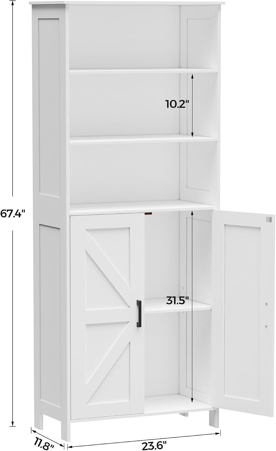 67" Tall Bathroom Storage Cabinet, Bathroom Floor Cabinet