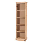 Tall Narrow Wood Bookcase, Slim Freestanding Bookshelf for Small Spaces, Home Office and Living Room