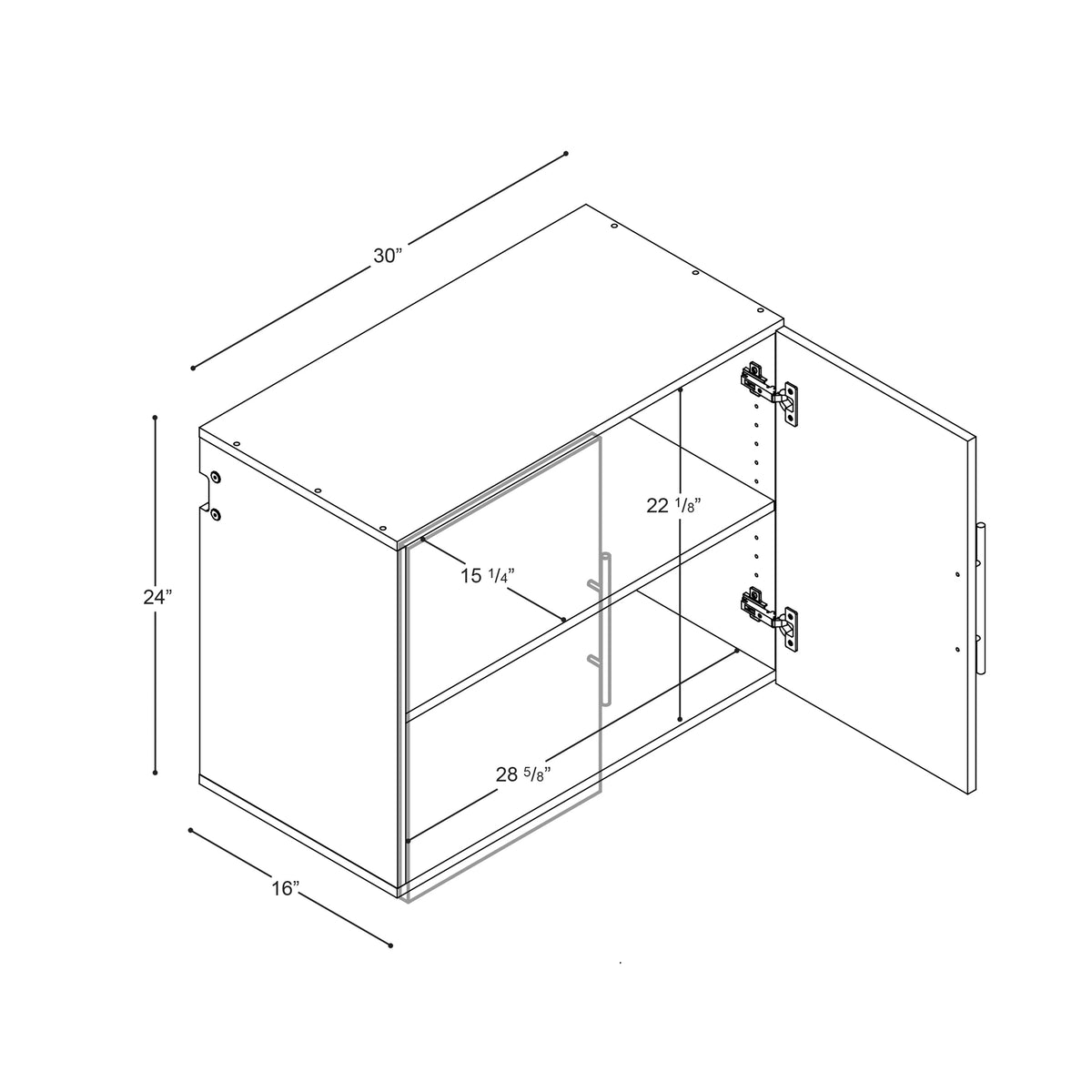Prepac HangUps 30" Upper Wooden Garage Storage Cabinet in Black