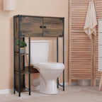 Landia Home over the Toilet Storage Cabinet, 3 Shelves, Brown Wood Finish