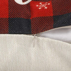 DecorX Christmas Pillow Covers 18x18 Set of 4 Farmhouse Black and Red Buffalo Check Plaid Throw Pillow Covers Outdoor Rustic Linen Pillow Case for Sofa Couch Christmas Decorations