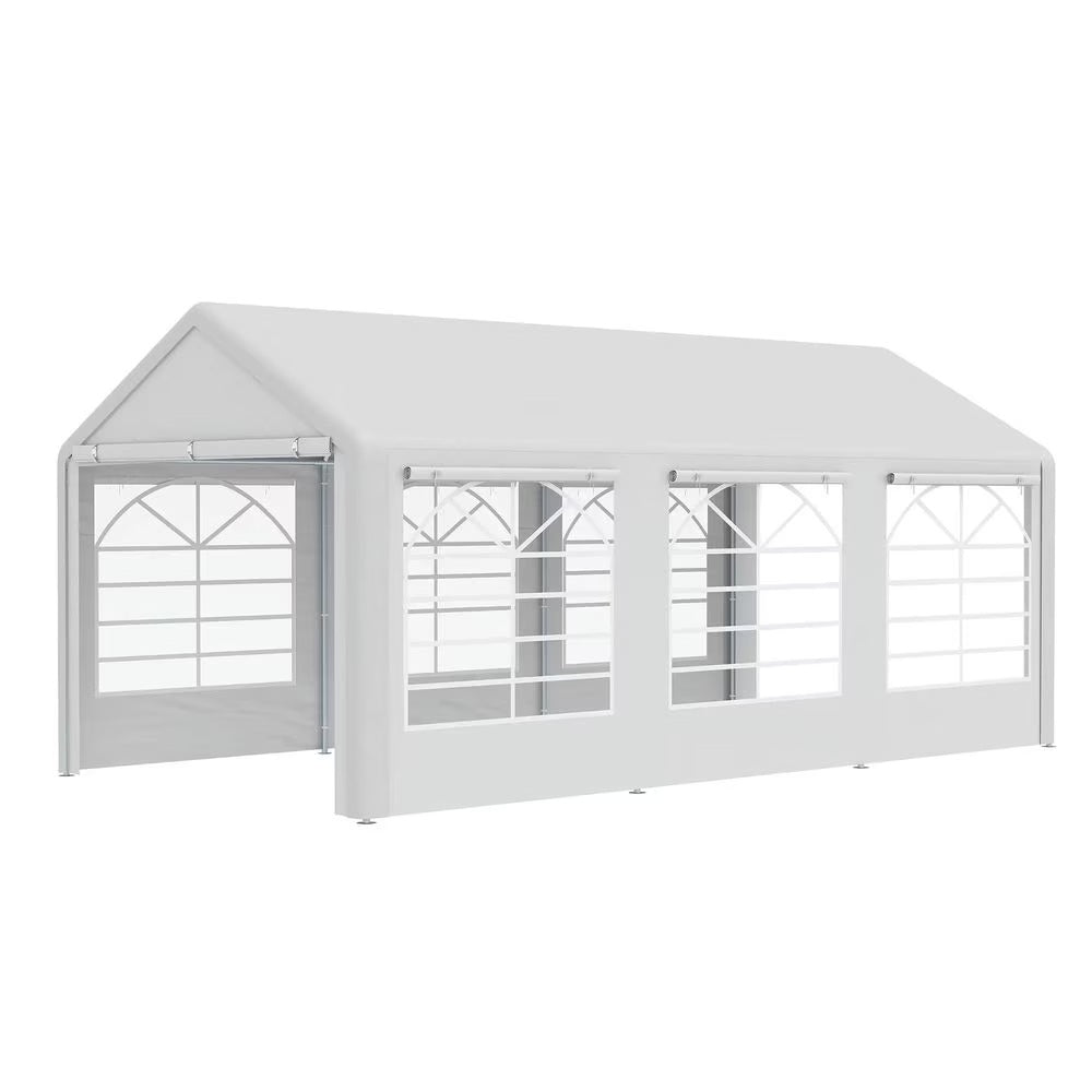 Topcobe 10' x 20' Heavy Duty Party Tent & Carport with Removable Sidewalls and Double Doors, Large Canopy Tent, Sun Shade Shelter, Outdoor Patio Canopy for Garden Backyard Parties, BBQ, White