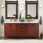 Farmhouse Barn Door Style Bathroom Vanity Mirror, Natural Wood Wall Mirror for Bathroom, Bedroom and Entryway