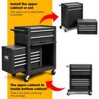 NIGSQJB 3-In-1 Tool Chest on Wheels with 6 Drawers, 52"H Tool Storage Cabinet with Auto Locking System,Detachable Top,Tool Box Organizer for Garage,Workshop,Repair Shop,DIY, Red