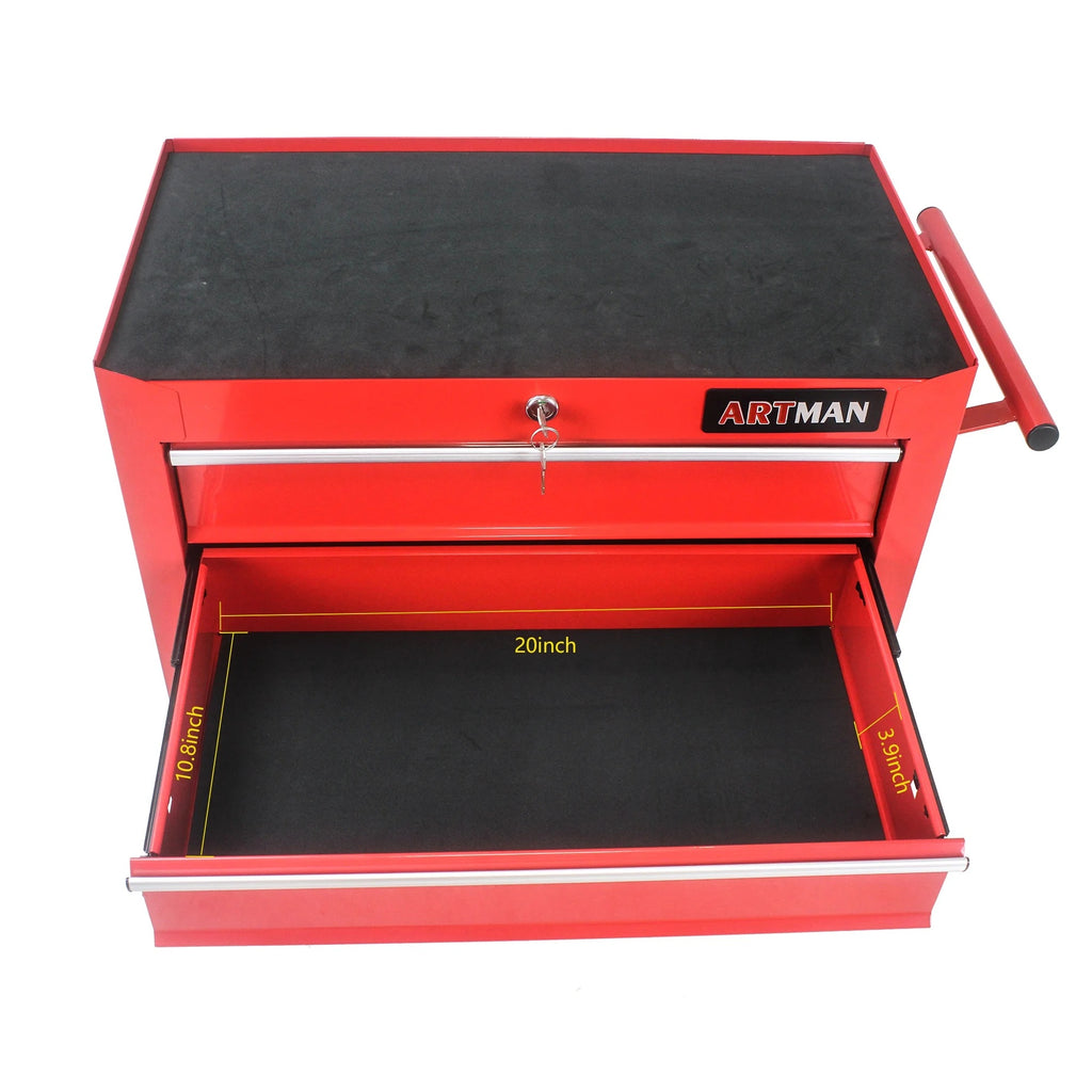 5-Drawer Rolling Tool Chest on Wheels, 24-inch Tool Storage Cabinet with Locking System for Garage Workshop Warehouse Repair Shop, Red