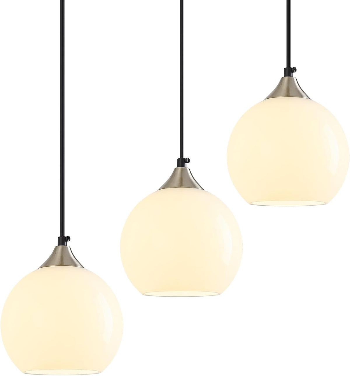 Amber Pendant Lights Kitchen Island 3 Pack, 5.9 in Seeded Glass Globe