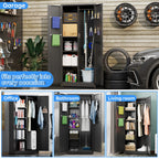GAEANET 2 Door Metal Storage Cabinet with 5 Adjustable Shelves &Pegboard, 71" H-32" W-16" D Locking Steel Garage Cabinet, for Garage,Office,Home,Gym,School, File Cabinet,Assembly Required, Black