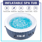 CO-Z 5x5ft PVC Square Inflatable Spa Tub & 120 Massaging Jets for Patio & More for 4-person Blue