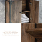 Landia Home over the Toilet Storage Cabinet, 3 Shelves, Brown Wood Finish