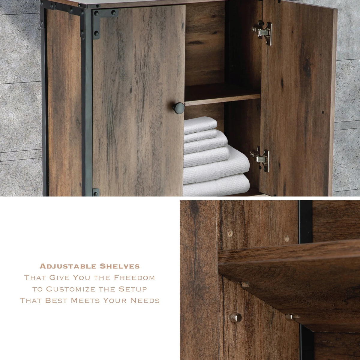 Landia Home over the Toilet Storage Cabinet, 3 Shelves, Brown Wood Finish
