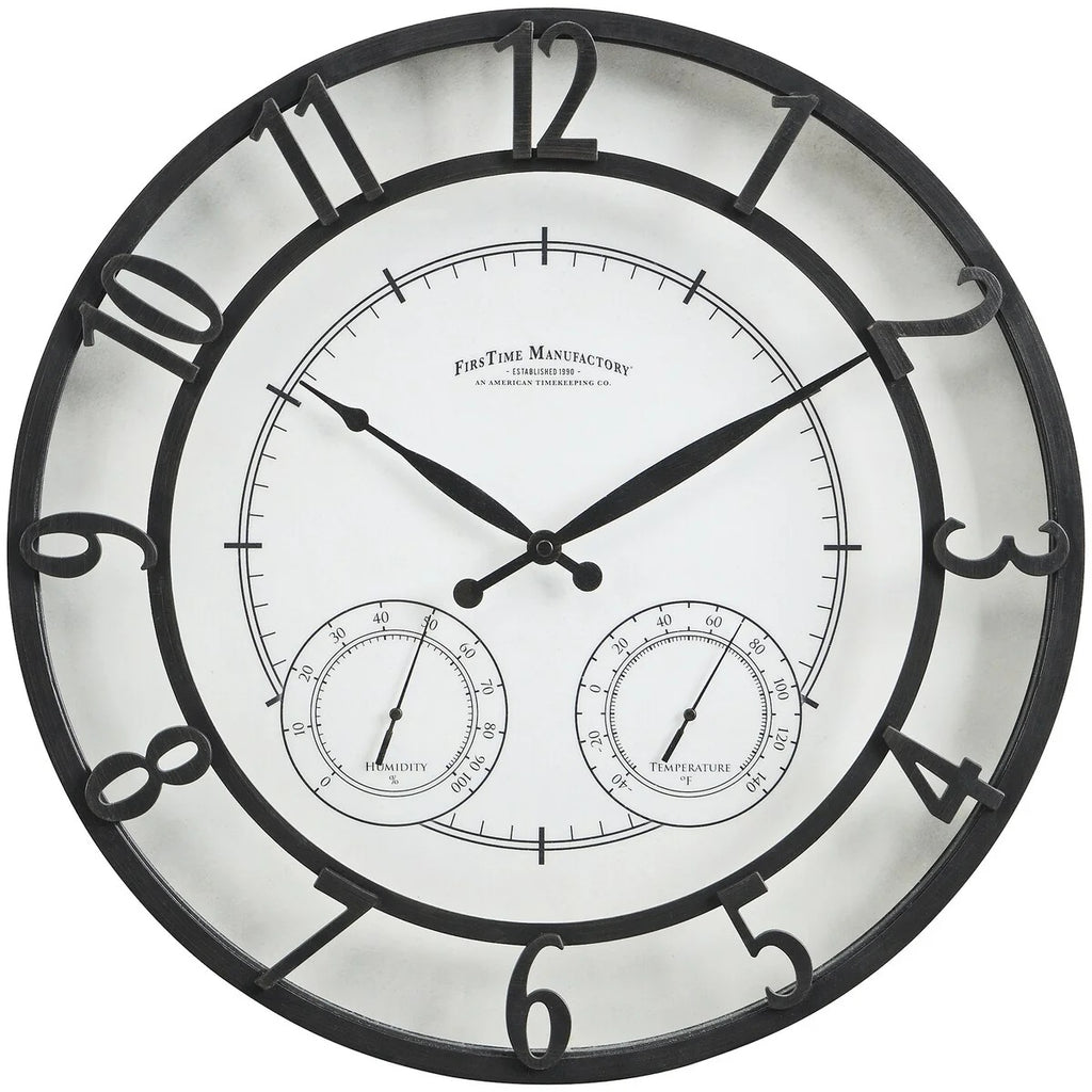 18" Bronze-Tone Outdoor Wall Clock, Weather-Resistant Plastic, Farmhouse Style