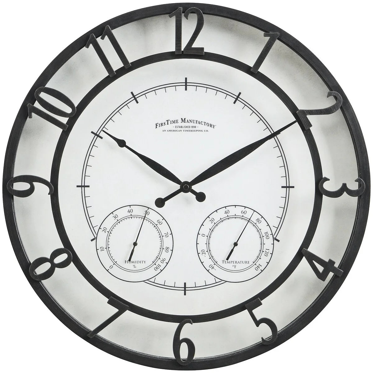 18" Bronze-Tone Outdoor Wall Clock, Weather-Resistant Plastic, Farmhouse Style