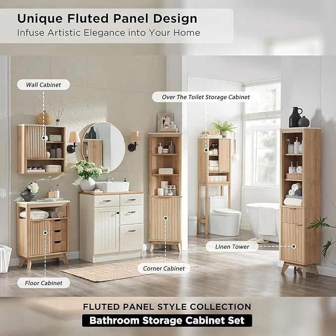 Modern Bathroom Wall Cabinet, Wall Mounted Medicine Storage Organizer with Shelves for Home Organization