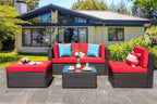 5-Piece All-Weather Patio Furniture Set with Ottoman, Outdoor Wicker Conversation Sofa Set with Cushions for Garden, Deck & Backyard