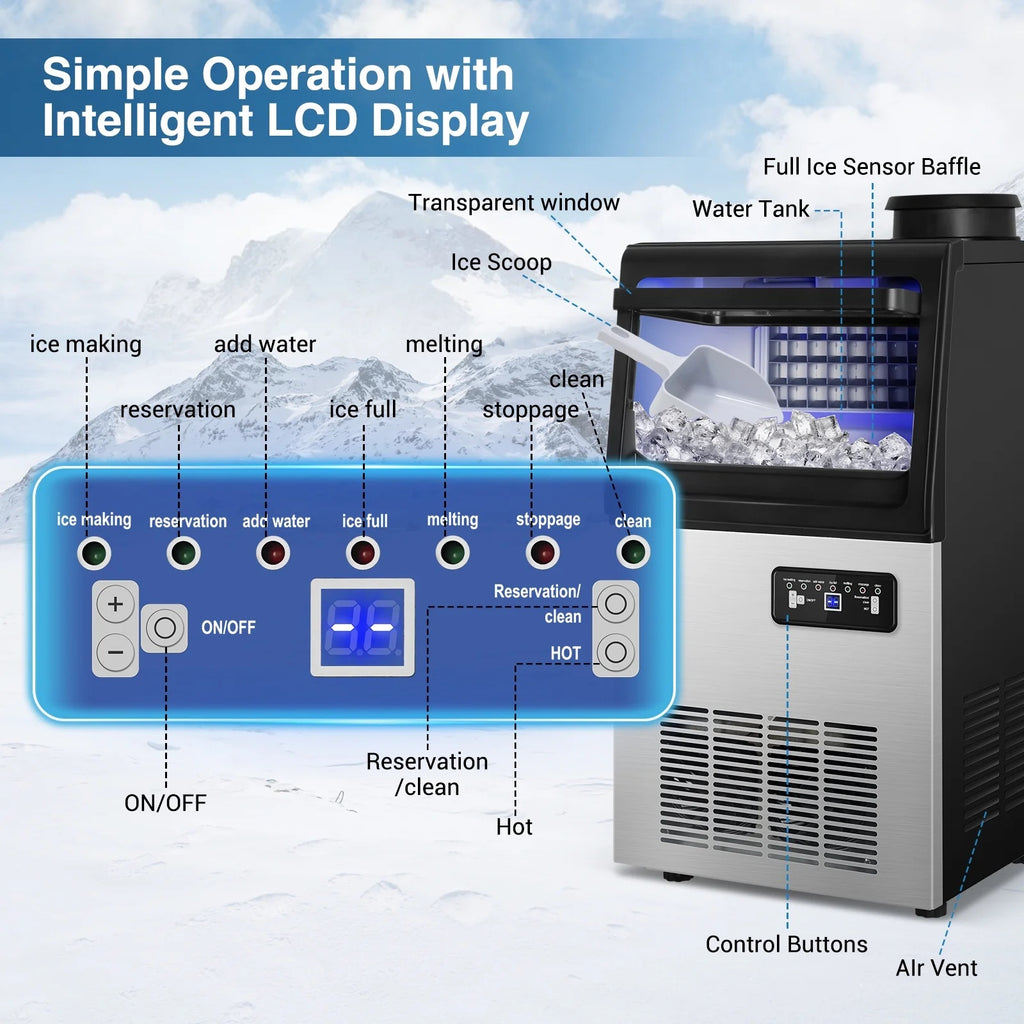 Tittla Commercial Ice Maker 88Lbs/24H,Ice Machine with 11 lbs Storage,36 Cubes in 15-25 mins
