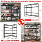 NTGFU 1500 LBS Storage Shelves, 61.7"W Wire Shelving Unit, 5 Tier Metal Shelving for Storage, Rack Shelves for Storage, Heavy Duty Garage Shelf, Pantry Shelves, Kitchen Shelving