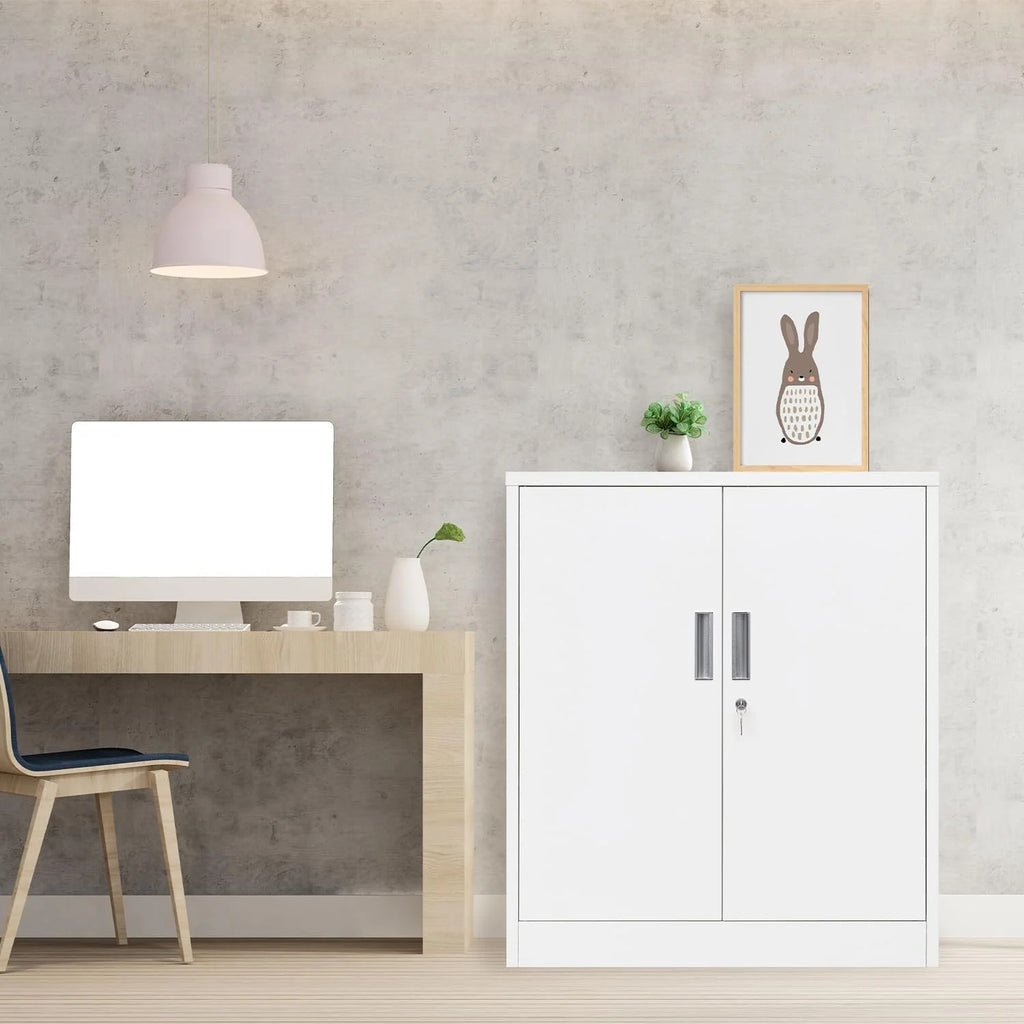 Metal Storage Cabinet, Garage Metal Cabinet with Doors, Adjustable Shelf Height & Steel Lockable Storage Cabinet, Tool Cabinets for Office, Home, Gym, School and Kitchens