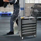 POVANLI  7-Drawer Rolling Tool Chest with Wheels Multifunctional Tool Chest Portable Tool Storage Cabinet with Locking System for Garage Workshop Warehouse Repair Shop