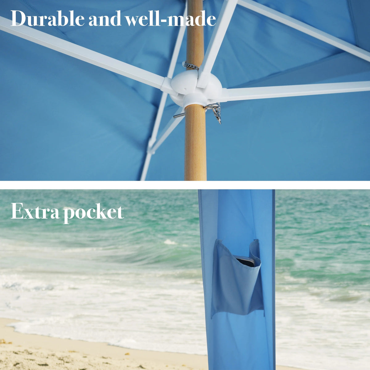 AMMSUN 6'-6' Boho Beach Cabana Tent Canopy with Tassels Fringe UPF50+ Outdoor for Beach Patio,White