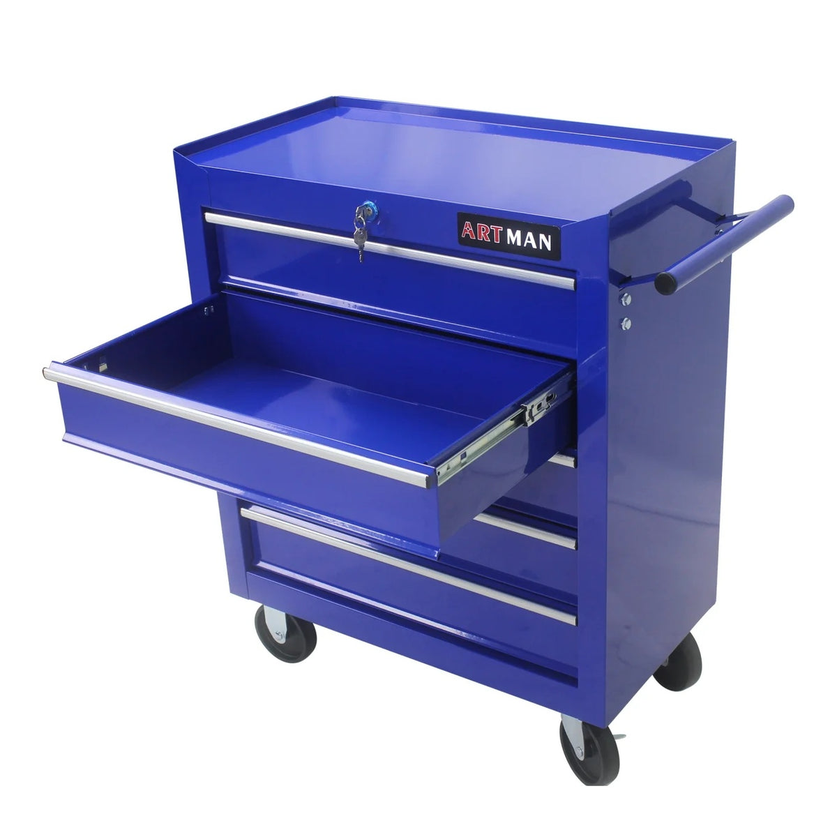 5-Drawer Rolling Tool Chest, Metal Tool Storage Organizer Cart with Locking System and Wheels, Multifunctional Mechanic Tool Cart for Garage, Warehouse, Workshop, Repair Shop, Red