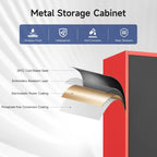 AUHUP 71" Metal Cabinet with 5 Adjustable Shelves, Garage Storage Cabinets with Locking Doors,Tool Storage Cabinet for Home Office,Warehouse,Workshop(Red Black)