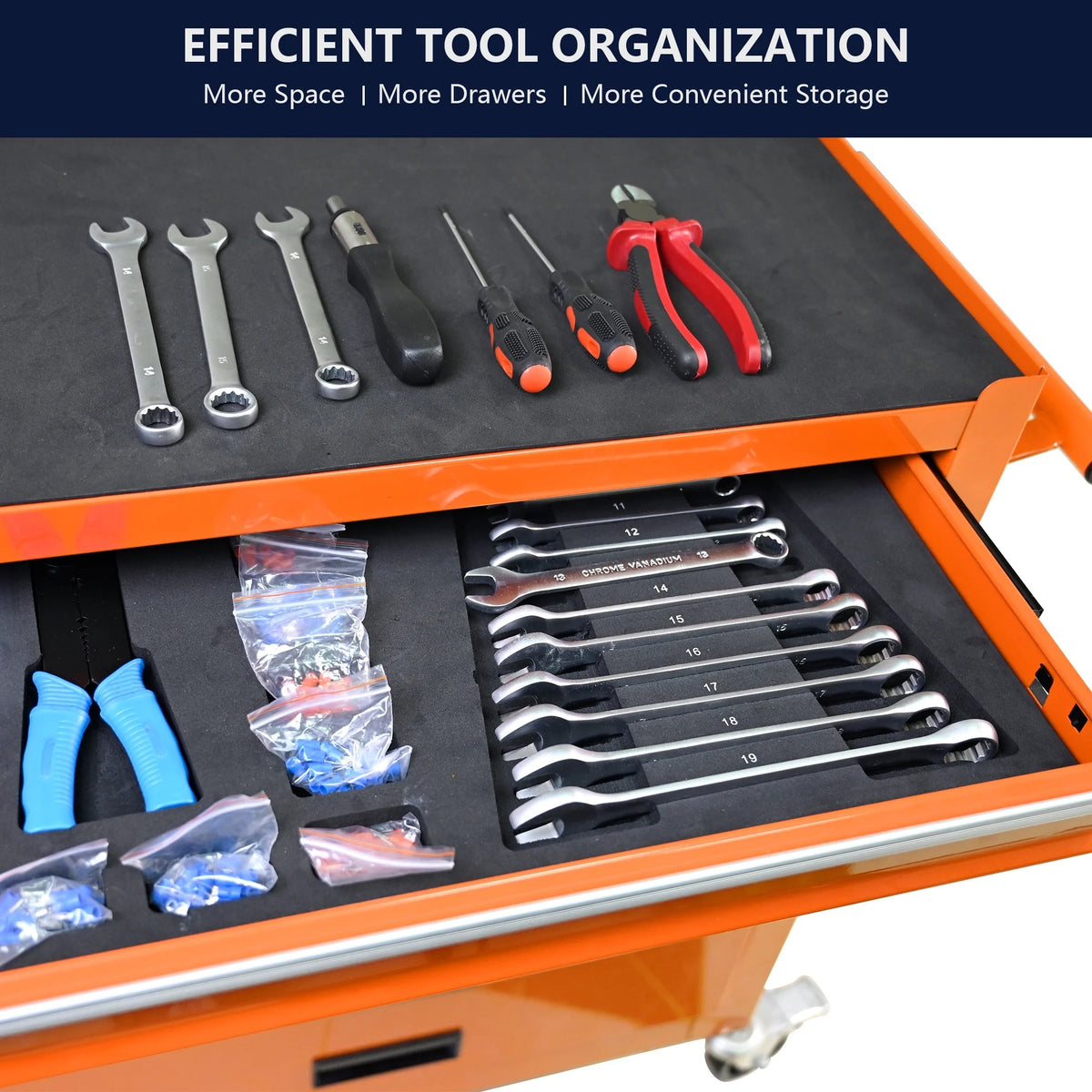 4 Drawers Multifunctional Tool Cart with Wheel Steel Tool Chest Storage Cabinet