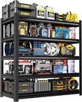59" W Garage Shelving,5-Tier Heavy Duty Shelving Unit,3000LBS Adjustable Metal Storage Shelves,Storage Rack Units for Industrie,Shed,Warehouse,Basement,Black,59" W x 20" D x 72" H