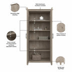 Key West Tall Storage Cabinet with Doors in Bing Cherry - Engineered Wood