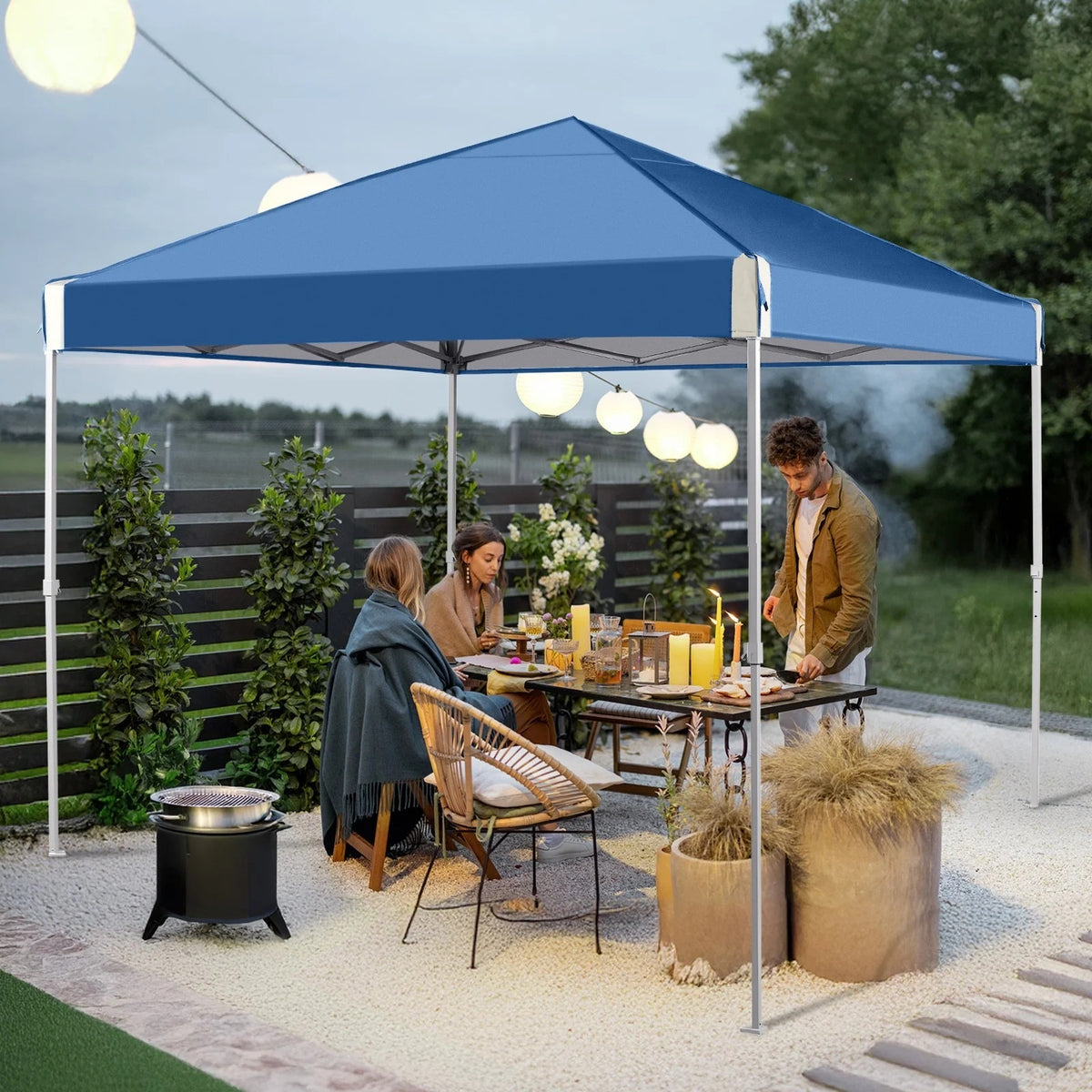 XiHuaZhaoChen  Canopy Tent Easy Set-up Outdoor Patio Canopy Adjustable Straight Leg Heights Instant Shelter with Wheeled Bag,Gray,10' x 10'