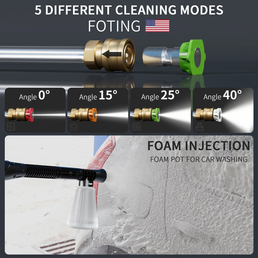 FOTING Electric Pressure Washer, 4500 PSI 3.2 GPM Power Washer with 4 Quick Connect Nozzles, High Pressure Cleaning Machine with Foam Cannon for Cars/Fences/Driveways/Patios/Home Cleaning