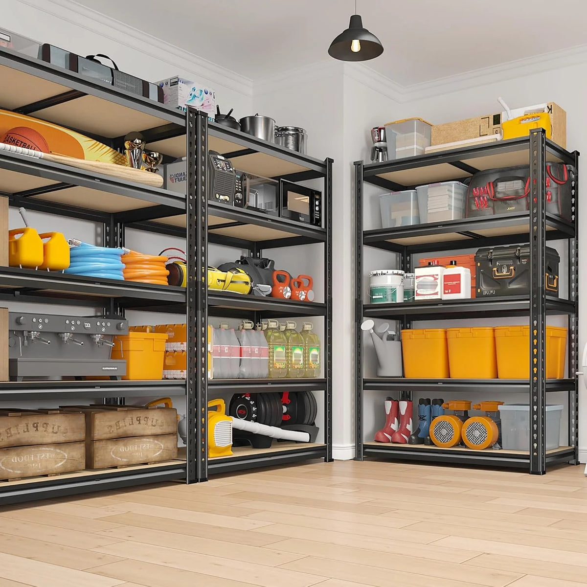 Storage Shelves 5 Tier Garage Shelving Heavy Duty Adjustable Garage Shelves, Utility Rack Shelf, Shelving Units for Storage Warehouse Pantry Closet, 35.5" W x 11.9" D x 72" H, 4 Pack