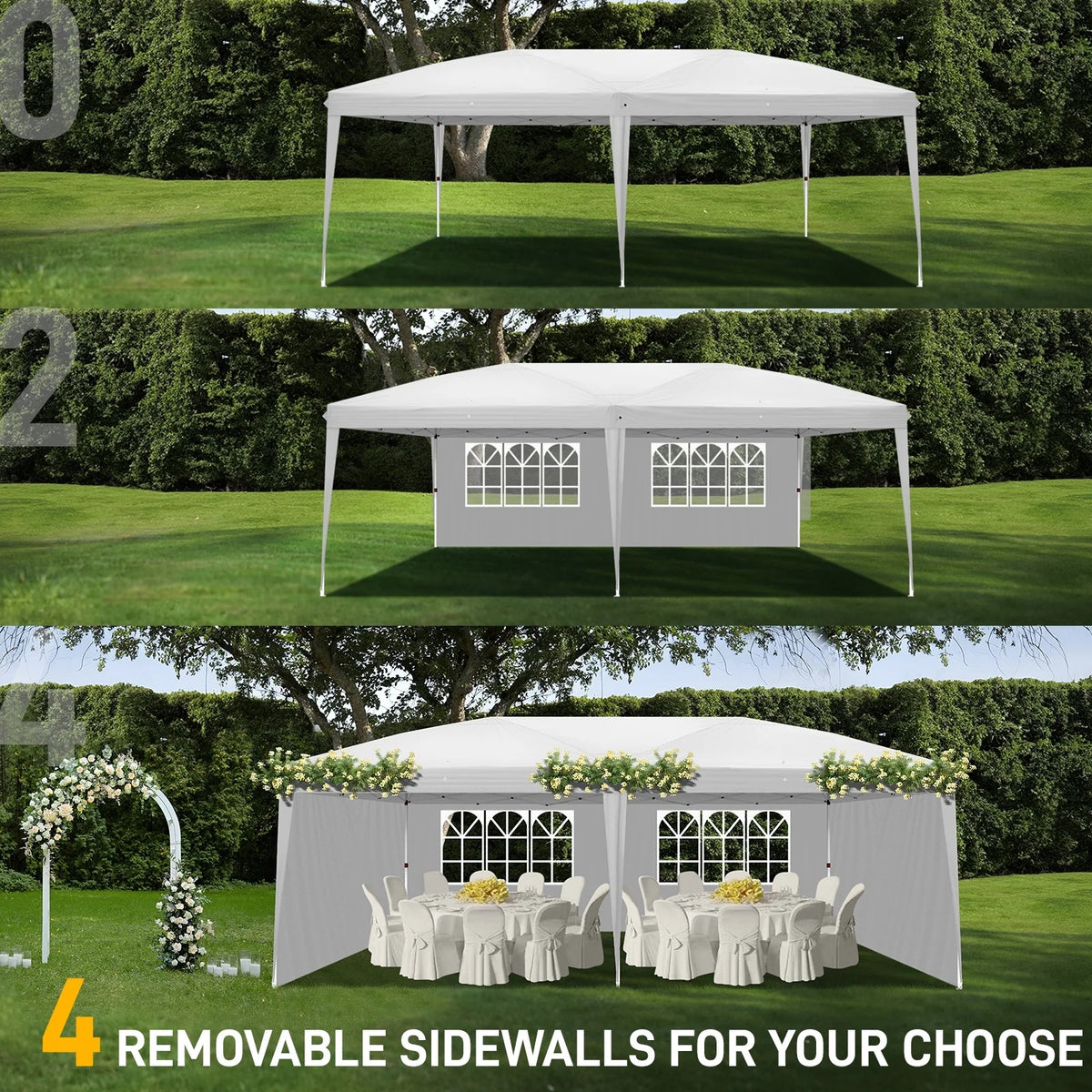 UBesGoo Ez Pop Up Patio Canopy Tent Gazebo Outdoor Party with 6 Sidewalls 10 x 20 ft Blue