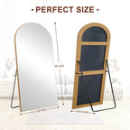 Arched Full Length Wood Floor Mirror, Full Body Standing and Wall Mounted Mirror for Bedroom, Living Room and Home Decor