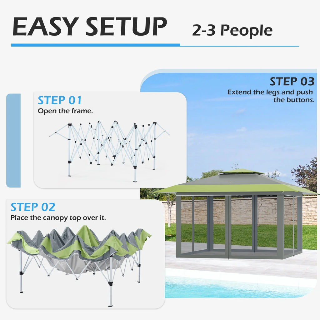 AVAWING 12x12 ft Outdoor Pop-up Canopy Party Tent Easy Setup Patio Wedding Tent, Khaki
