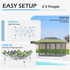 AVAWING 12x12 ft Outdoor Pop-up Canopy Party Tent Easy Setup Patio Wedding Tent, Khaki