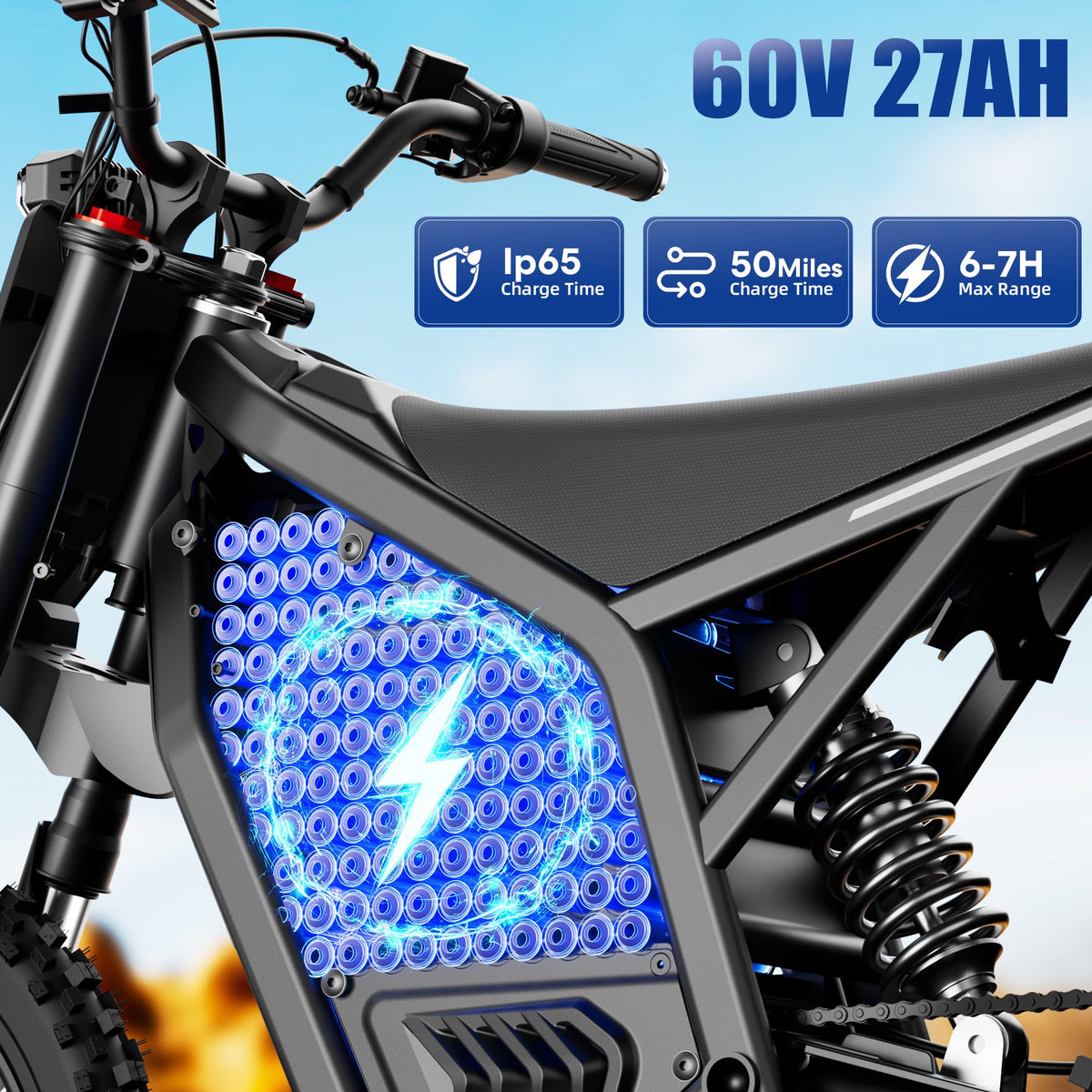 Electric Dirt Bike for Teens Adults, 5500W Mid-Drive Motor E Dirt Bike