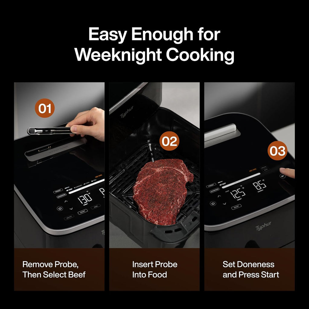Sync 8QT AI Smart Air Fryer with Built-in Wireless Meat Thermometer
