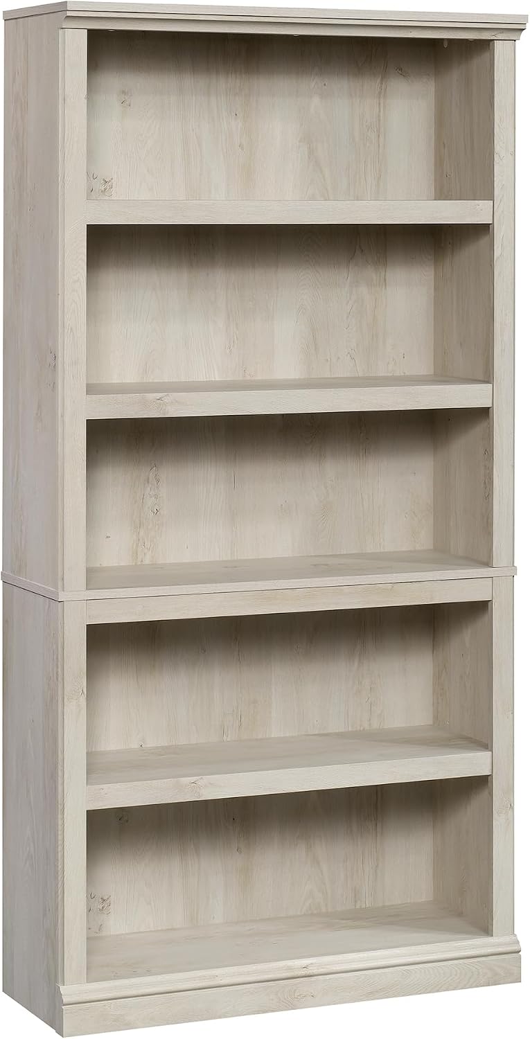 5-Shelf Split Bookcase / Bookshelf, Oiled Oak Finish