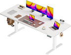 55 x 28 Large Electric Standing Desk, Height Adjustable Computer Desk, 27.6" Deep Desktop, Stand up Gaming Office Desk with 2 Hooks, 3 Preset Heights, for Home Office, Rustic Brown