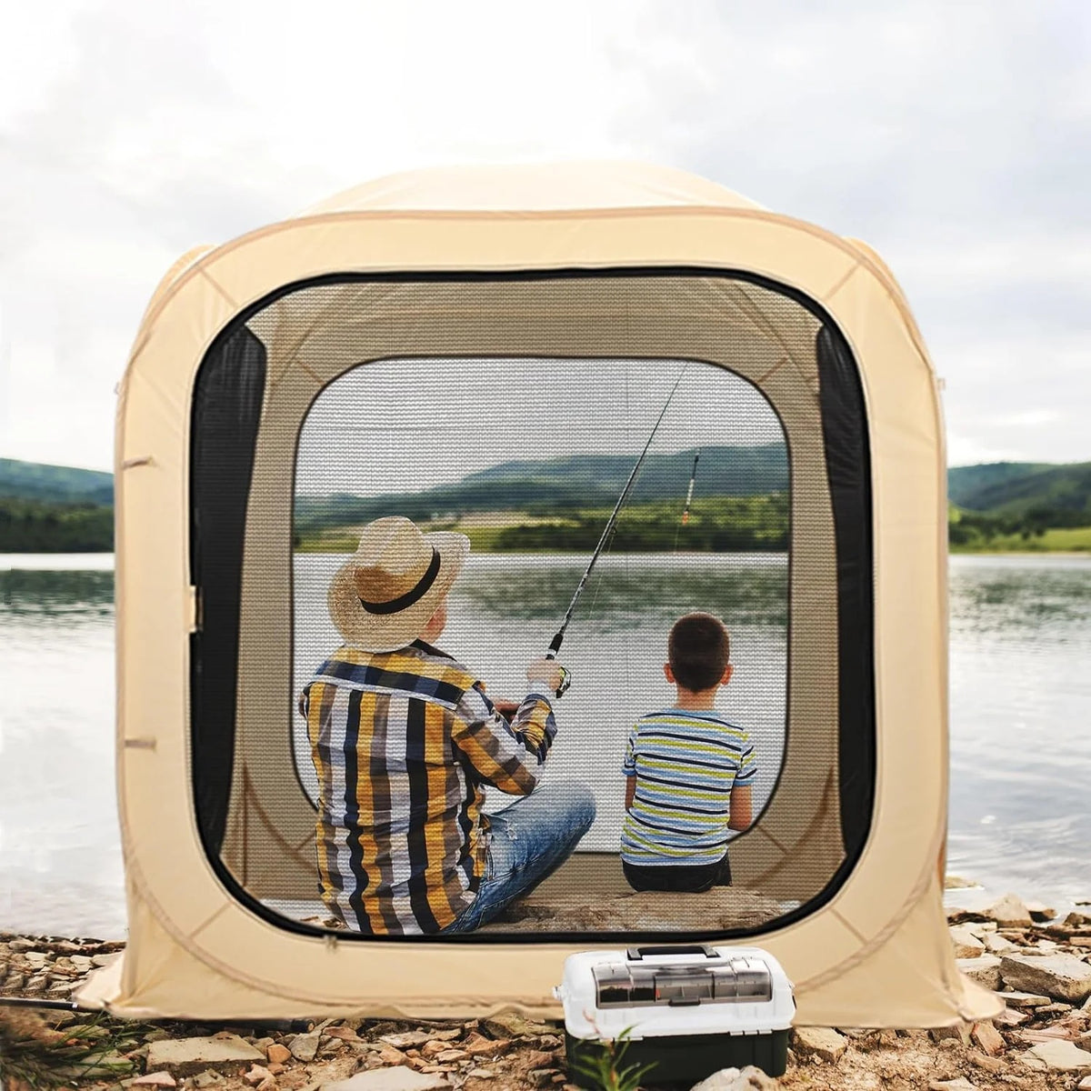 Slsy Screen House Tent Pop-Up, Portable Screen Room Canopy Instant Screen Tent Outdoor Camping Tent with Carry Bag for Patio, Backyard, Deck & Outdoor Activities