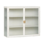 Hassch Wall Mounted Kitchen Pantry Sideboard with 2 Glass Doors, Metal Storage Cabinet Dining Cupboard for Bathroom Kitchen Living Room Dining Room, 27.56"L x 9.06"W x 23.62"H, White