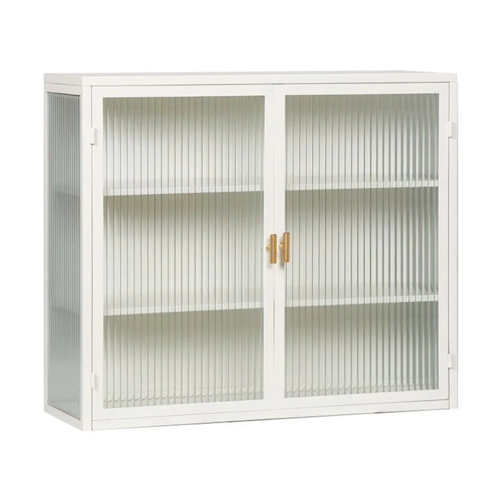 Hassch Wall Mounted Kitchen Pantry Sideboard with 2 Glass Doors, Metal Storage Cabinet Dining Cupboard for Bathroom Kitchen Living Room Dining Room, 27.56"L x 9.06"W x 23.62"H, White